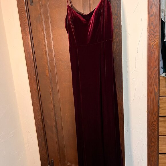 NWT Amsale Burgundy Velvet Gown Sz 16 - Picture 1 of 4